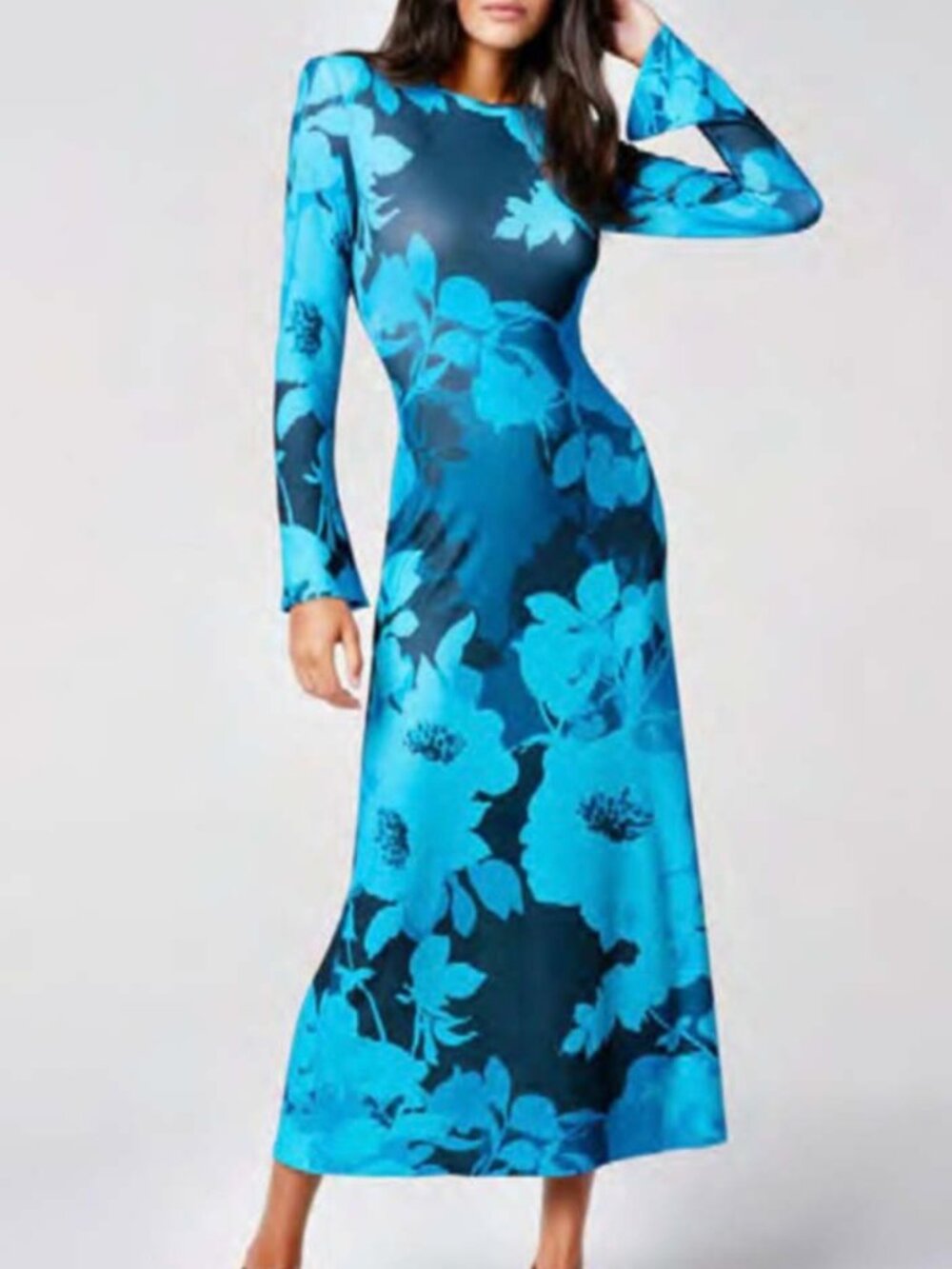 Smythe Crewneck Midi Dress XS Cobalt Floral